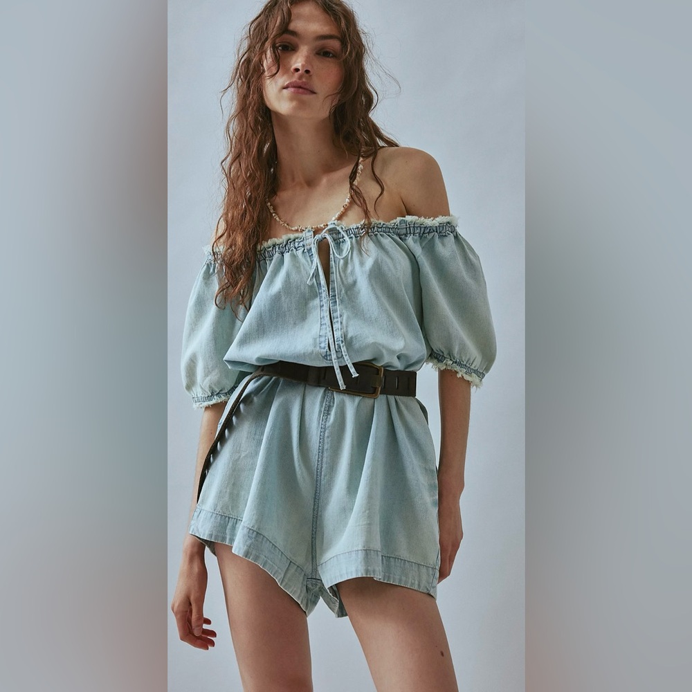 Free People We the Free Daisy Denim Babydoll Romper